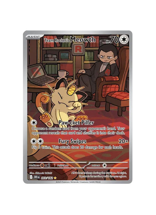 Team Rocket's Meowth Destined Rivals  Illustration Rare (203/182)